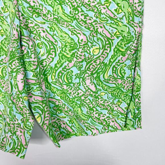 Lilly Pulitzer Size 2 Chomp Chomp Avenue Alligator Shorts Shorely Blue Green - Picture 4 of 11